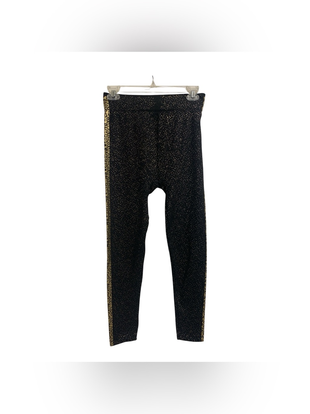 New Collection Black Leggings with Gold Side Trim Size M